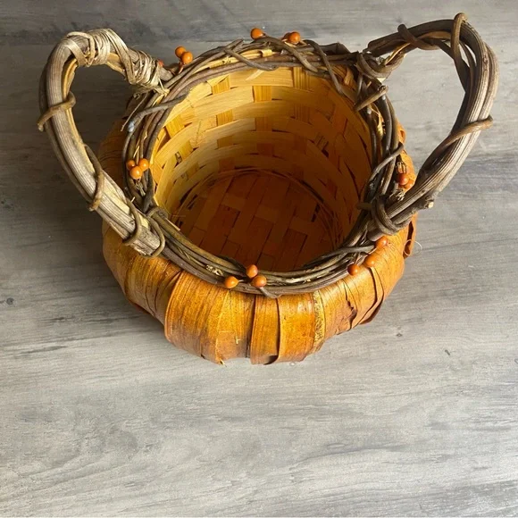 Harvest Woven Pumpkin Basket w/ Handles & Autumn - Picture 2 of 7